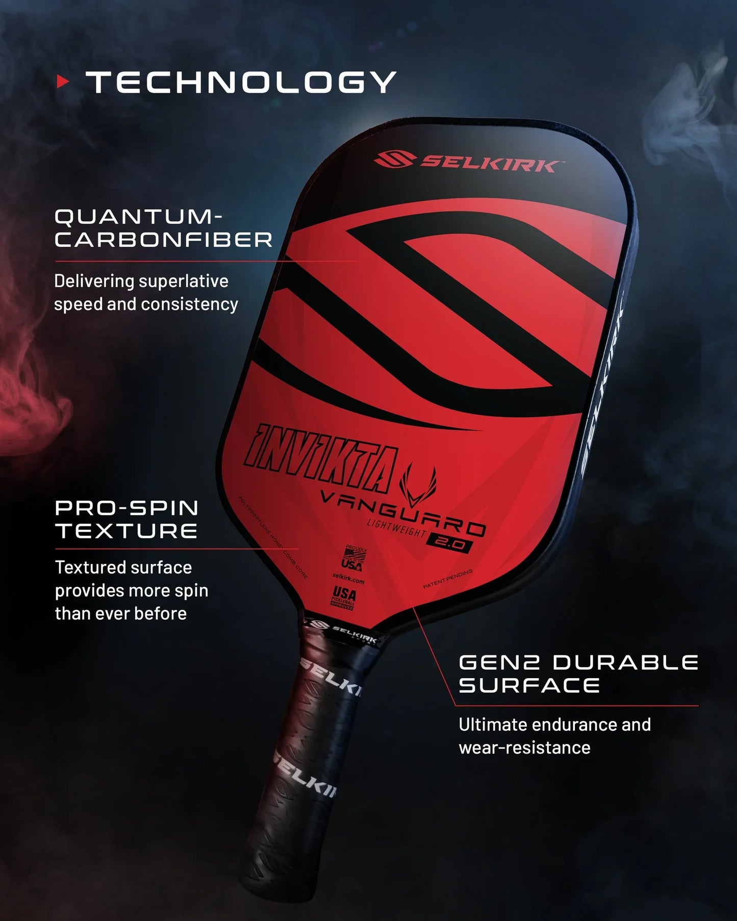 SELKIRK VANGUARD Hybrid Invikta Midweight Paddle Crimson & Black